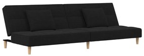 vidaXL kétszemélyes fekete szövet kanapéágy két párnával