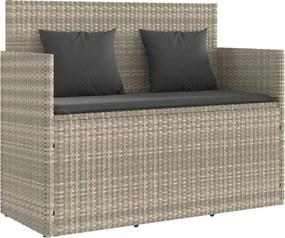 vidaXL világosszürke polyrattan kerti pad párnákkal