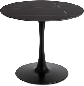 Fekete Márványhatású Kerek Étkezőasztal. SANDER 90 cm