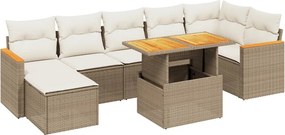 vidaXL 8 részes bézs polyrattan kerti ülőgarnitúra párnával