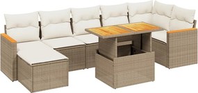 vidaXL 8 részes bézs polyrattan kerti ülőgarnitúra párnával