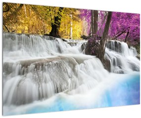 Egy kép Erawan vízeséséről az erdőben (90x60 cm)