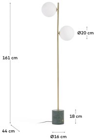 Zöld-aranyszínű állólámpa üveg búrával (magasság 161 cm) Lonela – Kave Home