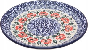 Desszerttányér 20 cm Művészi kerámia Bolesławiec Virágok dek 0043B