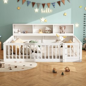 Franciaágy kihúzható kanapéval 140*200 cm Tárolórekesszel Fehér