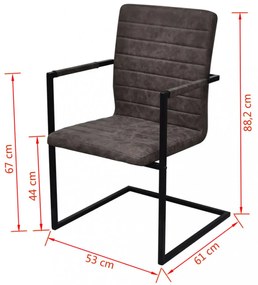 6 db barna műbőr szánkótalpas étkezőszék