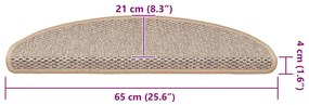 15 db szizál hatású világos bézsszínű lépcsőszőnyeg 65x21x4 cm