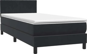 vidaXL fekete bársony rugós ágy matraccal 80x220 cm