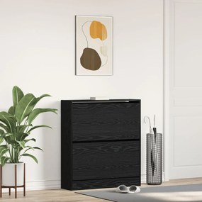 Cipőtároló Flip Fiókkal Fekete Tölgy 80x21x87,5 cm