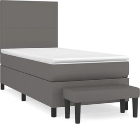 vidaXL szürke műbőr rugós ágy matraccal 100 x 200 cm