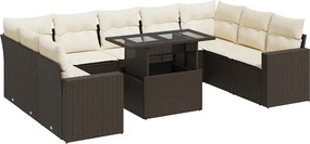 vidaXL 10 részes barna polyrattan kerti ülőgarnitúra párnákkal