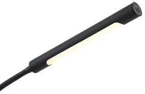 Modern állólámpa fekete LED-del, 3 fokozatban dimmelhető, újratölthető - Statler