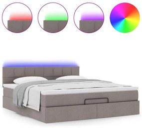 tópszínű szövet ottomán ágy matraccal &amp; LED-ek 180x200cm