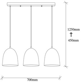 TATTOO kábeles függőlámpa 3xE27/40W/230V fekete