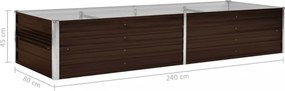 vidaXL barna horganyzott acél kerti magaságyás 240 x 80 x 45 cm
