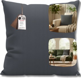 Párnahuzat 40x40cm Sötétszürke Pamut 100% Cipzár Stílusos