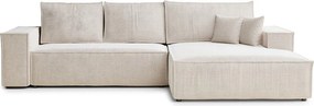 Krémszínű zsenília kinyitható-tárolóhelyes sarokkanapé (jobb oldali-heverő résszel) Maze – Maison de Rêve