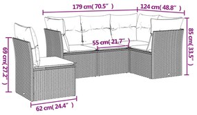 5 részes bézs polyrattan kerti ülőgarnitúra párnákkal