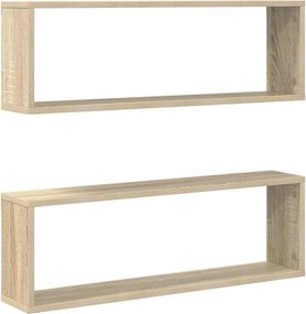 vidaXL 2 db sonoma tölgy színű szerelt fa fali polc 80 x 15 x 26,5 cm