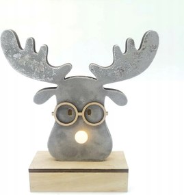 Aca Lighting fa dekoráció szürke rénszarvas fejjel, 1 Mini Led elemes (2xAA)