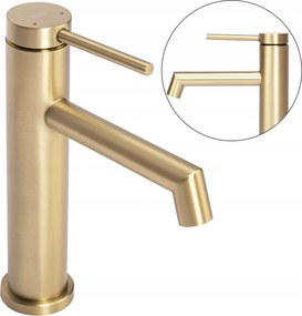 Mosdó Csaptelep Arany Szálcsiszolt Matt Alacsony Rea Gold Kerek