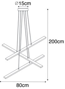 Függőlámpa fekete, LED-del, 3 fokozatban szabályozható, 6 lámpás - Jolanta