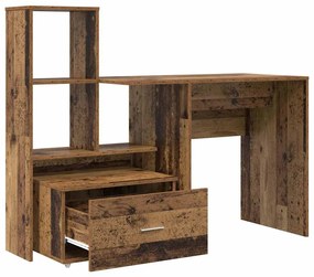 Asztal fiókkal polcokkal Régi fa 131.5 x 50 x 106.5 cm Faanyag