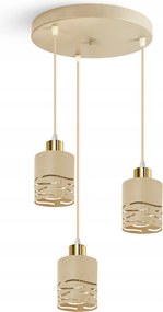 Hármas állítható függőlámpa Bézs arany 3xE27 Led Hullámok a nappaliba