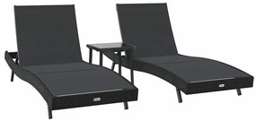 Napágyak 3 pcs Fekete 40 x 40 x 40.5 cm polirattan
