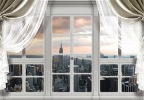 Fotótapéta Kilátás a városra az ablakból Modern felhőkarcolók 200x140 +ragasztó