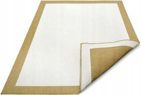 Teraszszőnyeg 120x170, sárga krémszínű kétoldalas,lapos szövésű zsinóros