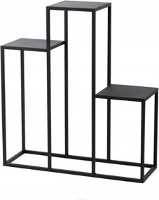 Virágtartó állvány fém virágtartó három virágcseréphez Trio magasság 80x72 cm, fekete