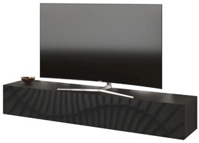 SNAKE TV állvány/fali szekrény, egy felnyíló ajtóval, antracitszürke laminált tettel és antracitszürke, díszített mintázatú előlapokkal