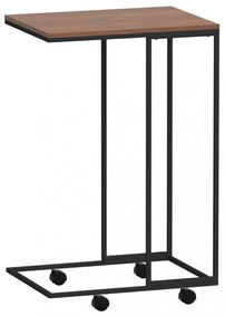 fekete szerelt fa kisasztal kerekekkel 40 x 30 x 63,5 cm