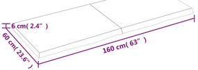 világosbarna kezelt tömör tölgyfa asztallap 160x60x(2-6) cm