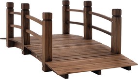 Outsunny Kerti Híd Fás Híd Rámpával Tóhoz 181 kg Teherbírású Dekoratív Híd Teraszra 152,5x67x48 cm Égetett Fa | Aosom