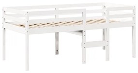 fehér tömör fenyőfa magasított ágy tetővel 80 x 200 cm