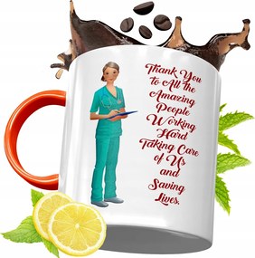 Narancssárga Bögre Ápolónőnek Ajándékba, fényképes nyomattal