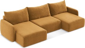 Narancssárga kinyitható-tárolóhelyes sarokkanapé Kalena – Makamii