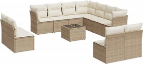 vidaXL 12 részes bézs polyrattan kerti ülőgarnitúra párnákkal