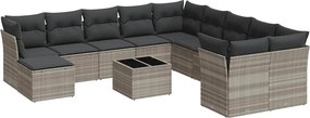 vidaXL 12 részes világosszürke polyrattan kerti ülőgarnitúra párnával