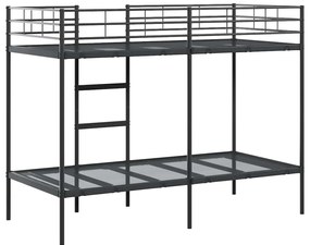 fekete acél emeletes ágy matrac nélkül 90 x 190 cm