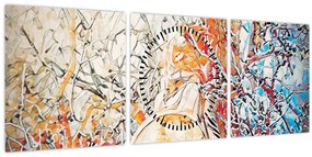 Kép - Mozaik absztrakció (órával) (90x30 cm)