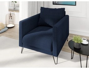 Sötétkék zsenília fotel Freya – Ropez