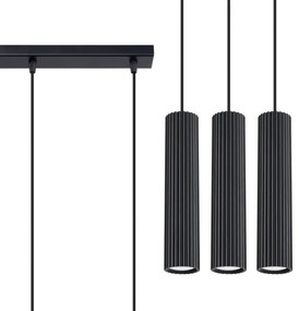 Sollux SL.1575 - Csillár zsinóron KARBON 3xGU10/10W/230V fekete