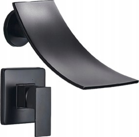 Mosdó csaptelep Fekete Matt Fali Falsík alatti kifolyócső Vízesés Fekete