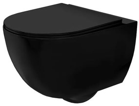Rea Carlo mini - falra akasztható wc csésze 49x36, lassan eső ülőfelülettel, matt fekete, REA-C8489