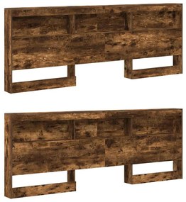 Tároló fejtámla polcokkal Füstölt tölgy 200 cm Faanyag