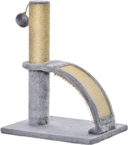 PawHut Kicsi Macska Tépőoszlop Macskák Számára 4,5 kg-ig, Macska Tépőlemez, Tépőoszlop, Macska Kézilabda 34 x 24 x 43 cm Szürke | Aosom