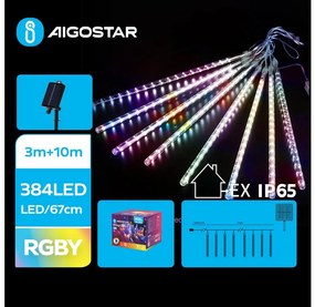 Aigostar - LED napelemes karácsonyi fényfüzér 384 LED, 13 m, IP65, színes